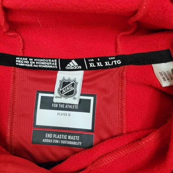 Adidas Washington Capitals 3 Stripe Red Blue Hoodie NHL Hockey Aeroready 2022 - Picture 4 of 9